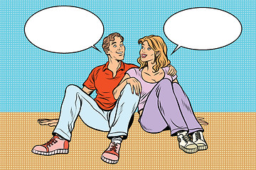 Image showing young couple man and woman talking