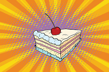 Image showing Tender cake with a cherry