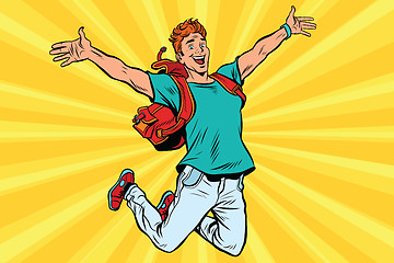 Image showing Young man jumping for joy