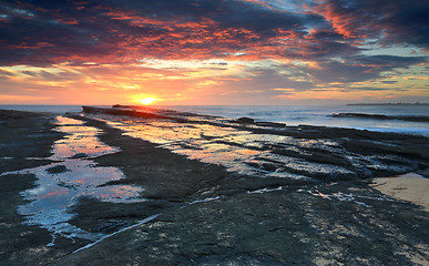 Image showing Glorious sunrise Culburra beach rock shelf
