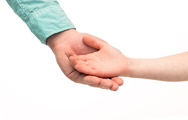 Image showing happy father and child holding hands