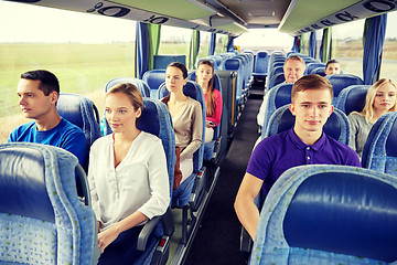 Image showing group of passengers or tourists in travel bus