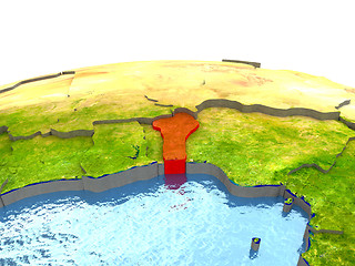 Image showing Benin on Earth in red