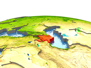 Image showing Azerbaijan on Earth in red