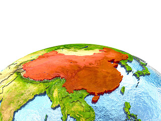 Image showing China on Earth in red