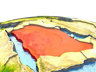 Image showing Saudi Arabia on Earth in red