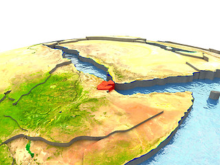 Image showing Djibouti on Earth in red