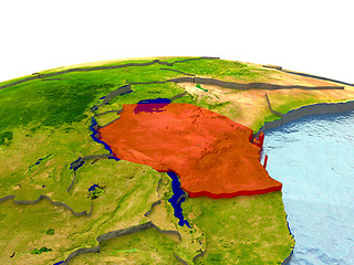 Image showing Tanzania on Earth in red