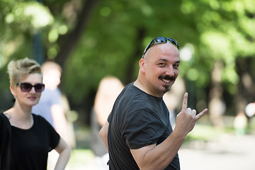 Image showing man showing a rock hand gesture