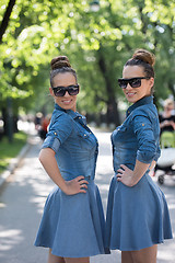 Image showing twin sister with sunglasses