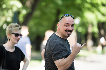 Image showing man showing a rock hand gesture