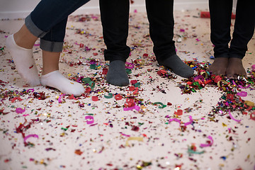 Image showing confetti party multiethnic group of people