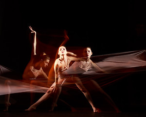 Image showing The sensual and emotional dance of beautiful ballerina