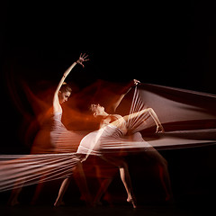 Image showing The sensual and emotional dance of beautiful ballerina