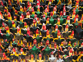 Image showing Rooster figurines in Thailand