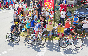 Image showing Three Cyclists on Col du Glandon - Tour de France 2015