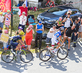 Image showing Two Cyclists on Col du Glandon - Tour de France 2015