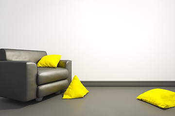 Image showing armchair with yellow pillows