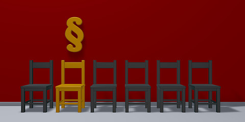 Image showing row of chairs and paragraph symbol - 3d rendering