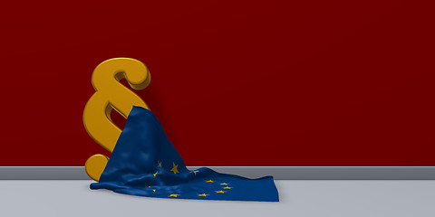 Image showing paragraph symbol and flag of the european union - 3d rendering