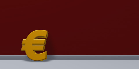 Image showing euro symbol in front of red wall - 3d rendering