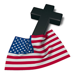 Image showing christian cross and flag of the usa - 3d rendering