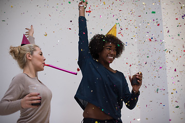 Image showing confetti party multiethnic group of people