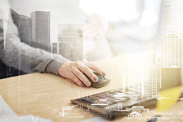 Image showing pregnant businesswoman with computer at office