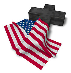 Image showing christian cross and flag of the usa - 3d rendering