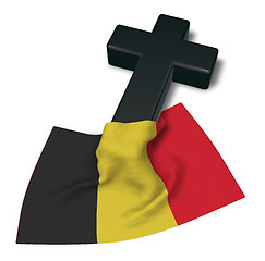 Image showing christian cross and flag of belgium - 3d rendering