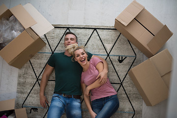 Image showing Top view of attractive young couple