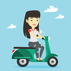 Image showing Woman riding scooter vector illustration.