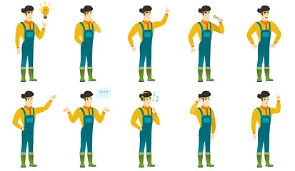 Image showing Vector set of illustrations with farmer characters