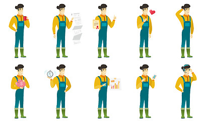 Image showing Vector set of illustrations with farmer characters