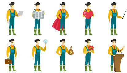 Image showing Vector set of illustrations with farmer characters