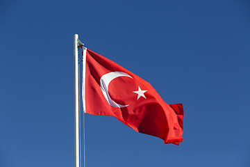 Image showing National flag of Turkey on a flagpole