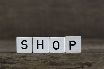 Image showing Shop, written in cubes