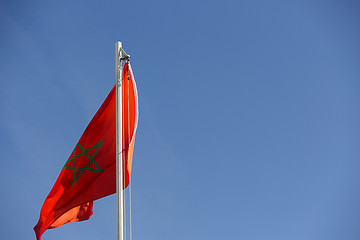 Image showing National flag of Morocco on a flagpole