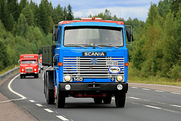 Image showing Classic Blue Scania 140 Tipper Truck on the Road