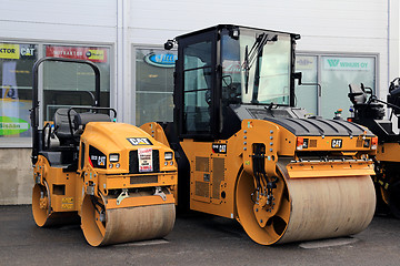 Image showing Cat CB22B and CB44B Paving Equipment on Asphalt Yard