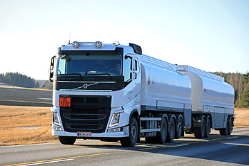 Image showing White Volvo FH Fuel Tank Truck on the Road