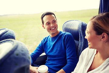 Image showing group of happy passengers in travel bus