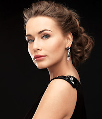 Image showing woman with diamond earrings