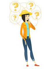 Image showing Thinking farmer with question marks.