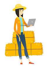 Image showing Farmer using laptop vector illustration.