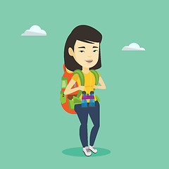 Image showing Cheerful traveler with backpack.