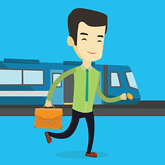 Image showing Business man at train station vector illustration