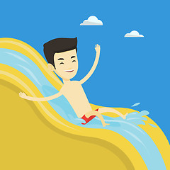 Image showing Man riding down waterslide vector illustration.