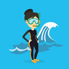 Image showing Young scuba diver vector illustration.