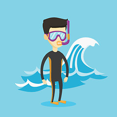 Image showing Young scuba diver vector illustration.